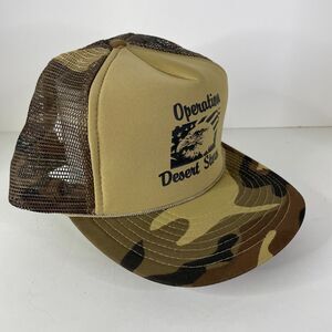Vintage Operation Desert Storm Trucker Hat Green Camo Eagle